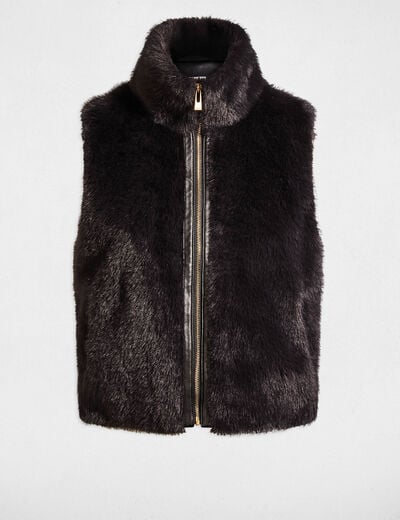 Mouwloze jas zwart vrouw