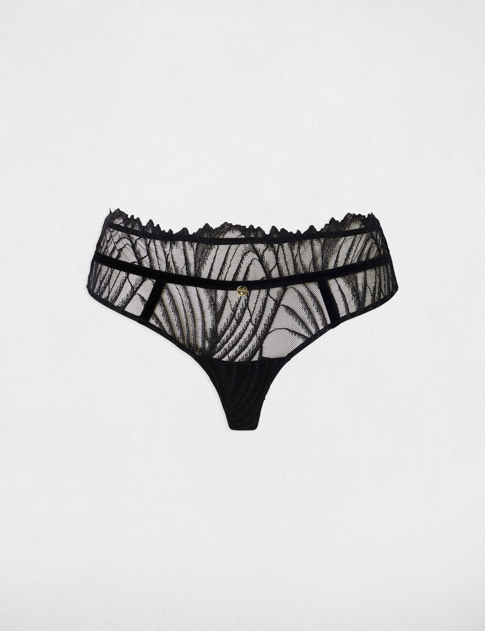 Lage taille kanten shorty zwart vrouw