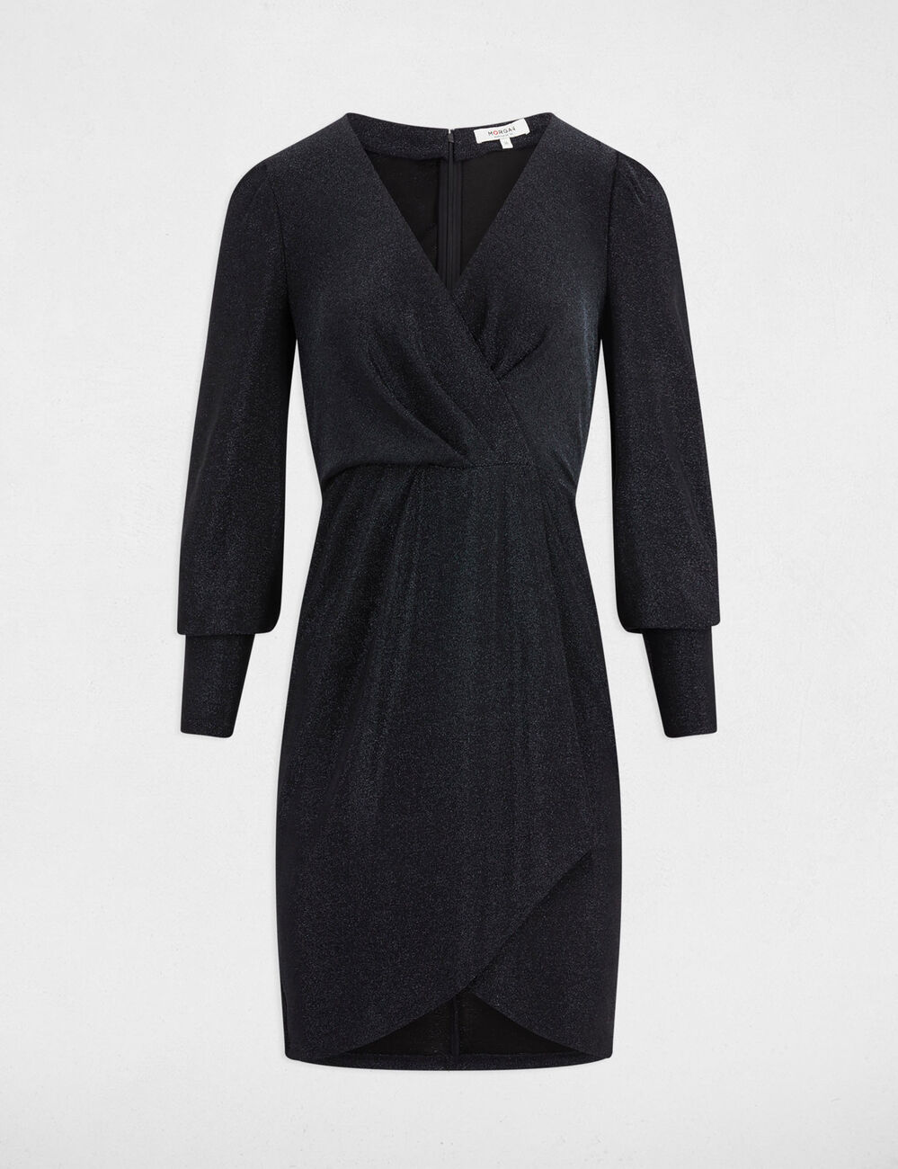 Gedrapeerde jurk met metallic draad marineblauw vrouw