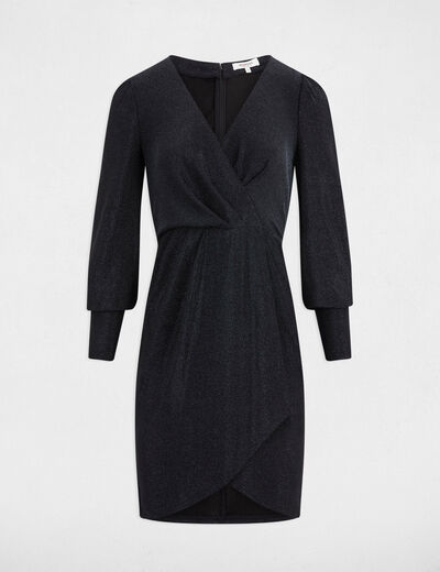 Gedrapeerde jurk met metallic draad marineblauw vrouw