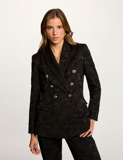 veste jacquard ajustee noir femme Veste jacquard ajustée noir femme