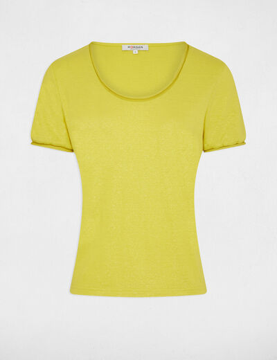 T-shirt manches courtes jaune moyen femme