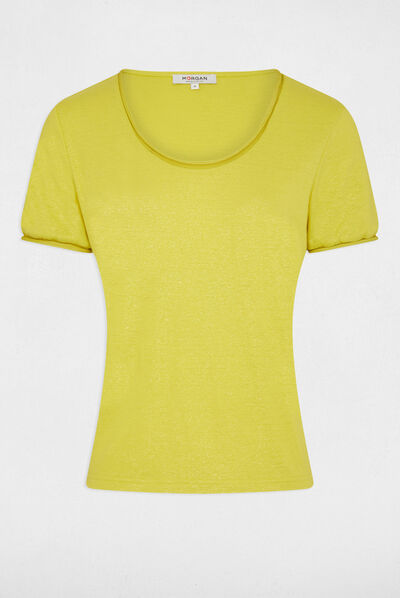 T-shirt manches courtes jaune moyen femme