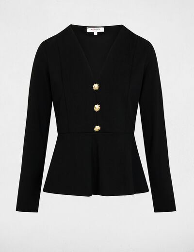 Getailleerd V-hals T-shirt zwart vrouw