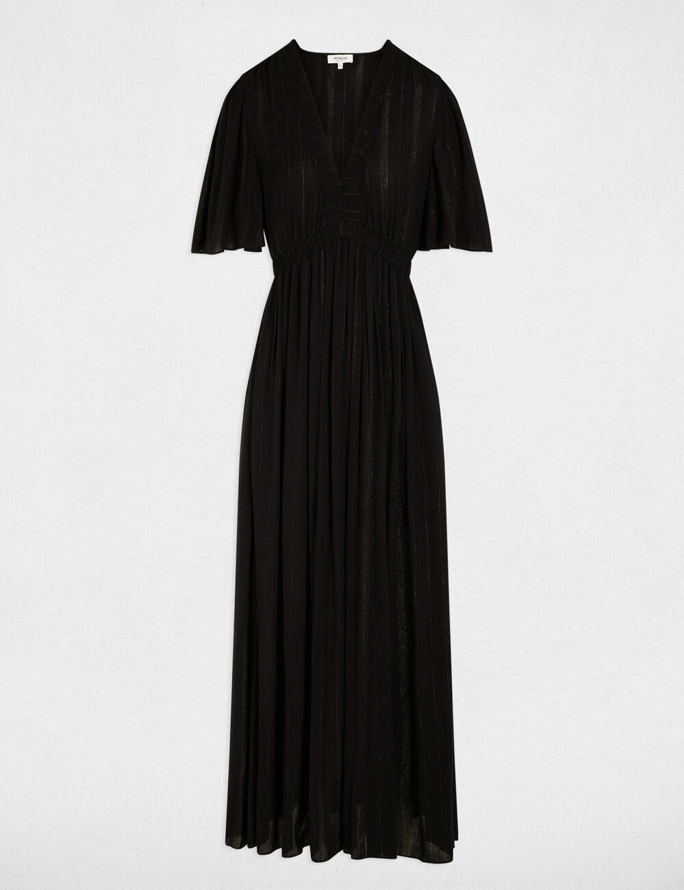 Lange jurk met V-hals marineblauw vrouw