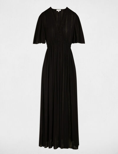 Lange jurk met V-hals marineblauw vrouw