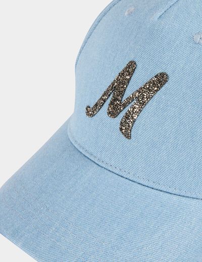 Denim pet met stras-M gebleekt denim vrouw