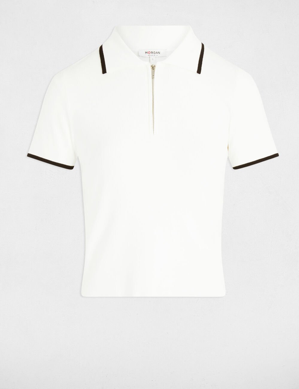 Pull manches courtes blanc femme