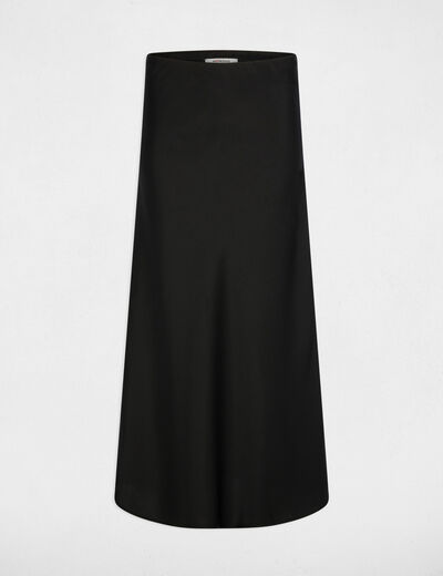 Jupe longue satinée noir femme