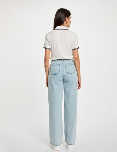 Getailleerd poloshirt helder wit vrouw