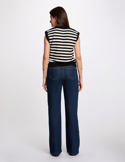 Mouwloos gestreept vest ivoor vrouw