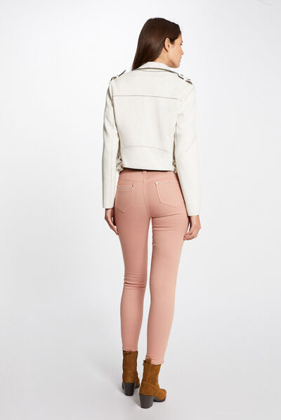 Slim jeans met stretcheffect oud roze vrouw