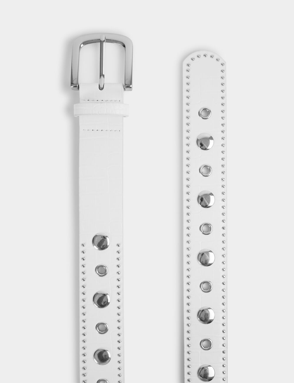 Ceinture clout&eacute;e blanc femme