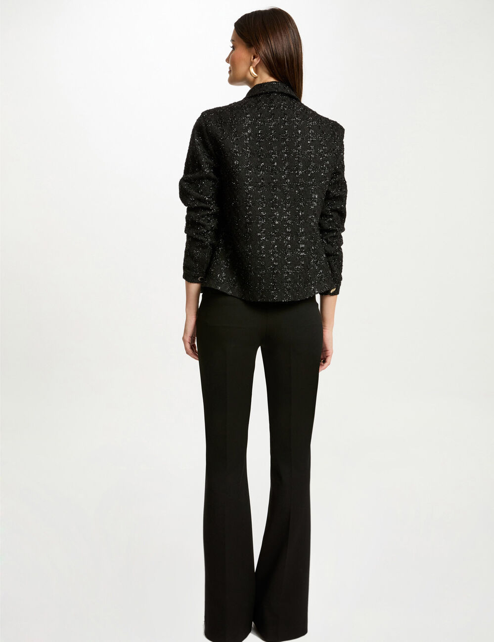 Tweed jasje met knopen zwart vrouw