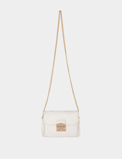 Sac pochette à franges ivoire femme
