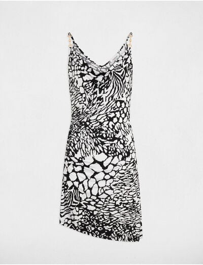 Robe courte ajustée imprimée multicolore femme