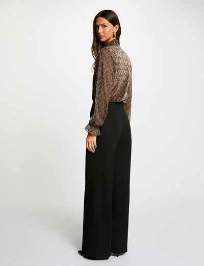 T-shirt col lavallière jaune or femme