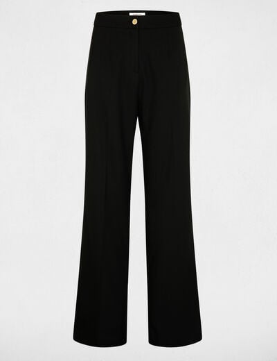 Flare broek met plooien zwart vrouw