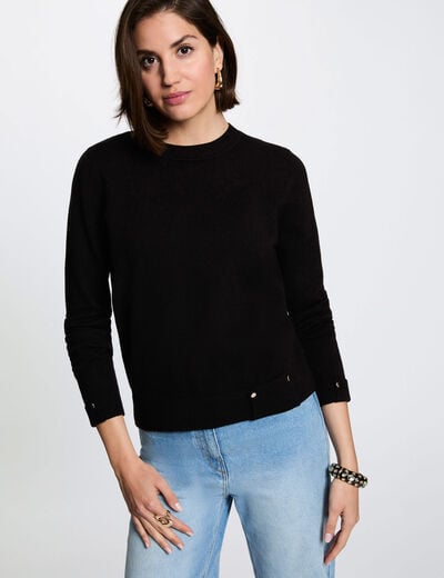 Trui met ronde hals zwart vrouw