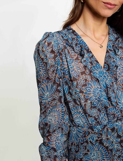 Robe courte ajust&eacute;e col v multicolore femme