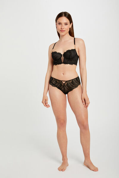 Tanga en dentelle noir femme