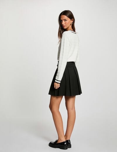 Gilet ajust&eacute; col rond blanc femme