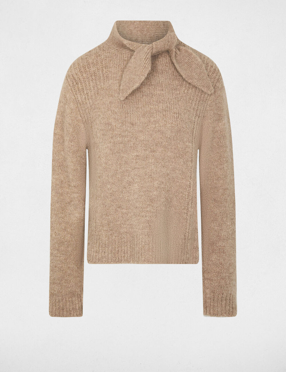 Trui met opstaande kraag medium beige vrouw