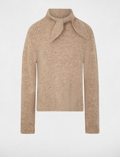 Trui met opstaande kraag medium beige vrouw