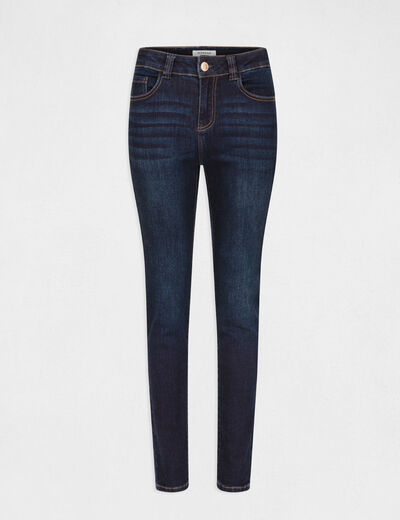 Jeans slim taille haute denim brut femme