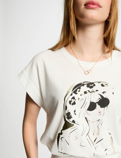 T-shirt à inscription blanc femme