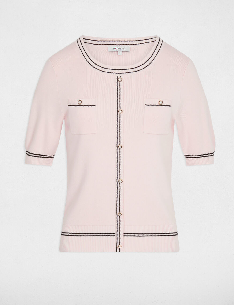 Gilet ajust&eacute; manches courtes rose clair femme