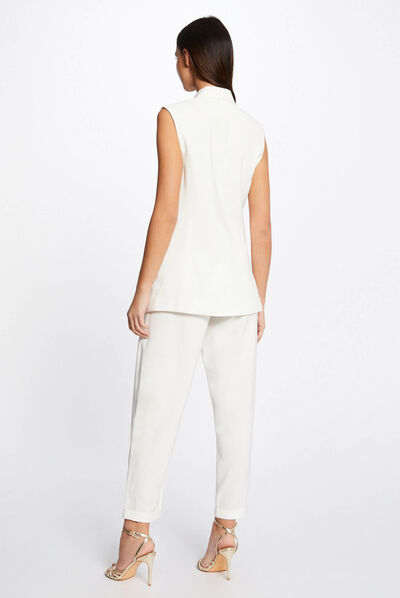 7/8 vlotte rechte broek ecru vrouw