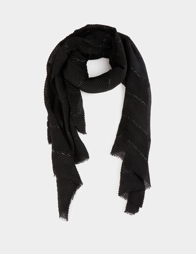 Foulard plissé métallisé noir femme