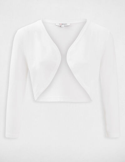 Gilet court manches 3/4 ecru femme