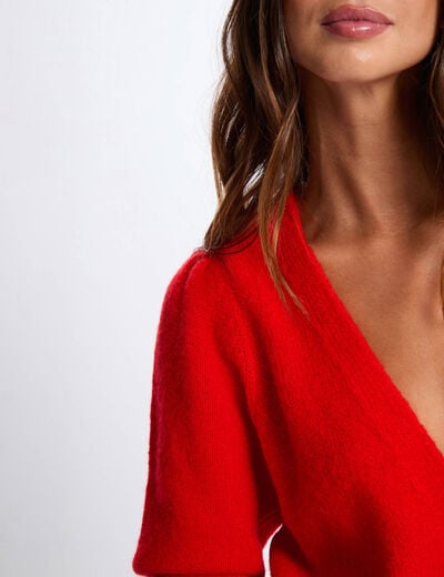 Vest met pofmouwen rood vrouw