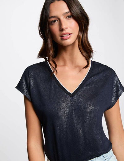 T-shirt met korte mouwen marineblauw vrouw