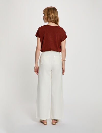 Oversized trui met V-hals cognacbruin vrouw