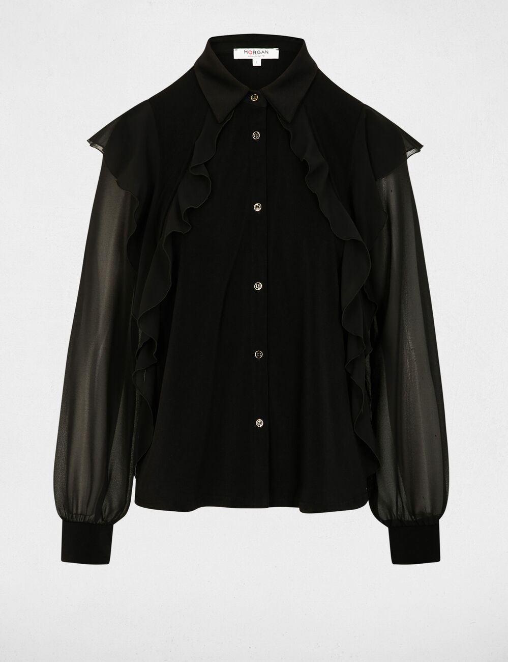 t shirt voile boutonne noir femme T-shirt voile boutonné noir femme