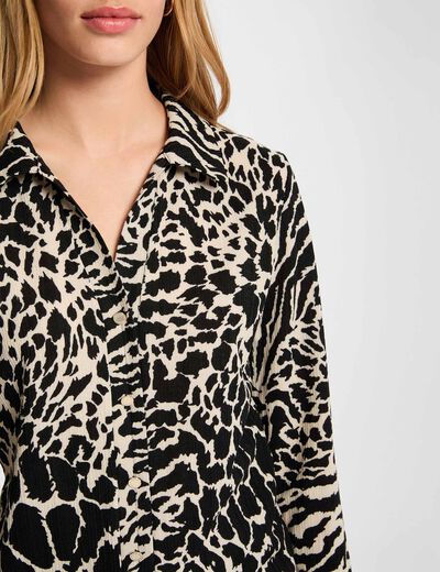 Chemise ajustée col à revers multicolore femme