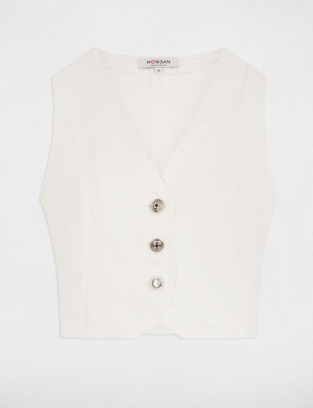 Veston sans manches jean blanc femme