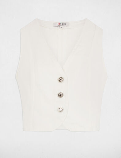 Veston sans manches jean blanc femme