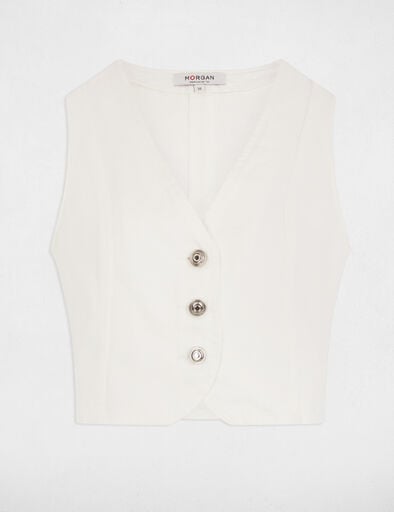 veston sans manches jean blanc femme Veston sans manches jean blanc femme