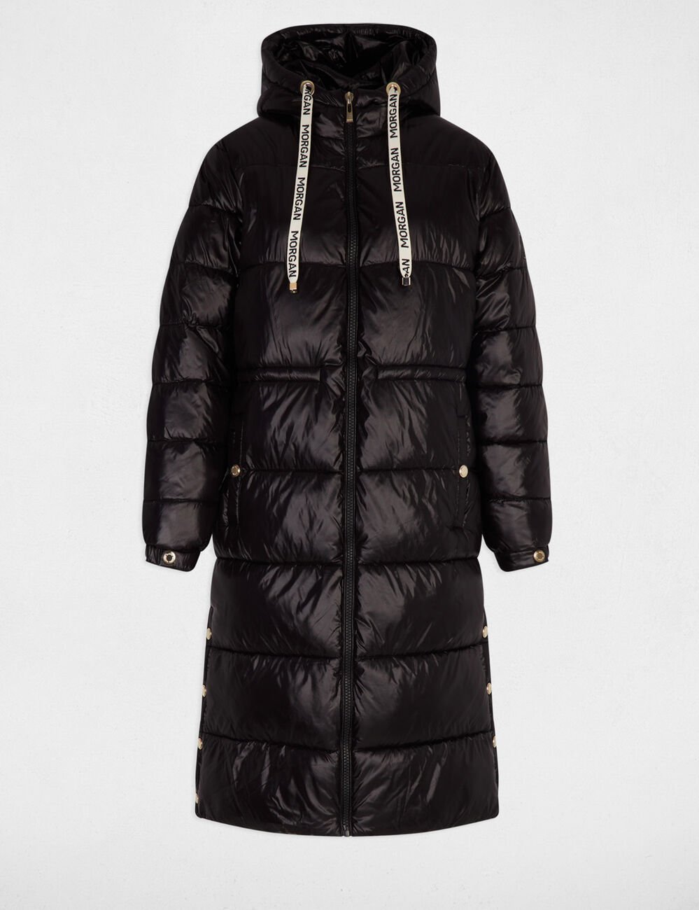 Doudoune longue brillante noir femme