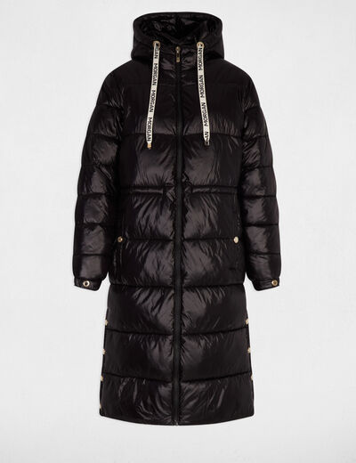 Doudoune longue brillante noir femme