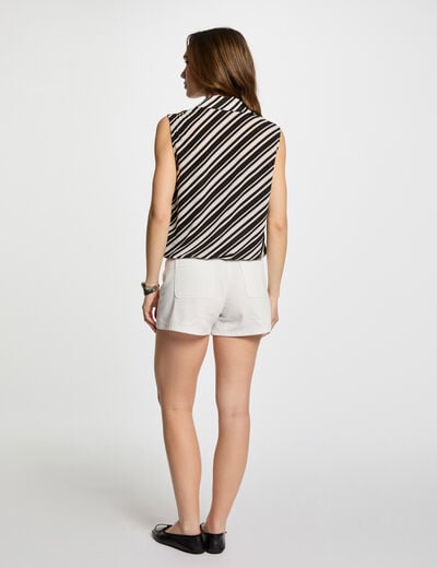 Mouwloze gestreepte tanktop helder wit vrouw