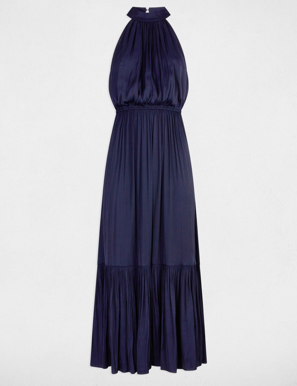 Robe longue évasée fluide bleu marine femme