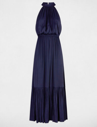 robe longue evasee fluide bleu marine femme Robe longue évasée fluide bleu marine femme