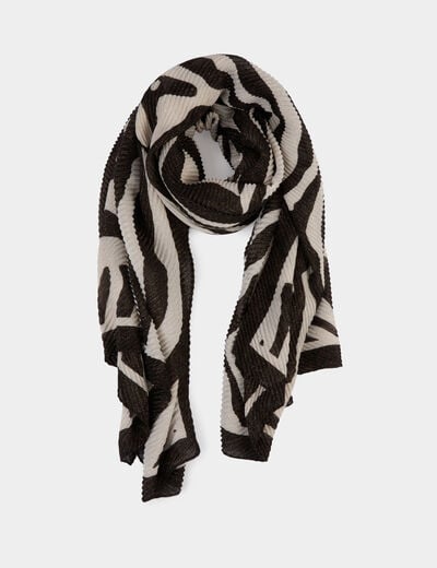 Foulard plissé imprimé ivoire femme