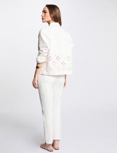 Veste en jean brodée blanc femme