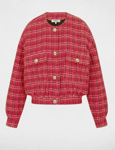 Blouson court tweed multico femme